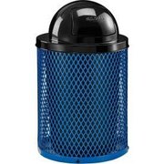 Global Equipment Outdoor Steel Diamond Trash Can With Dome Lid, 36 Gallon, Blue 261948BL
